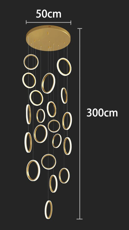 Treppenhaus-Kronleuchter mit Kristallring – Modern für Treppenhäuser und hohe Decken