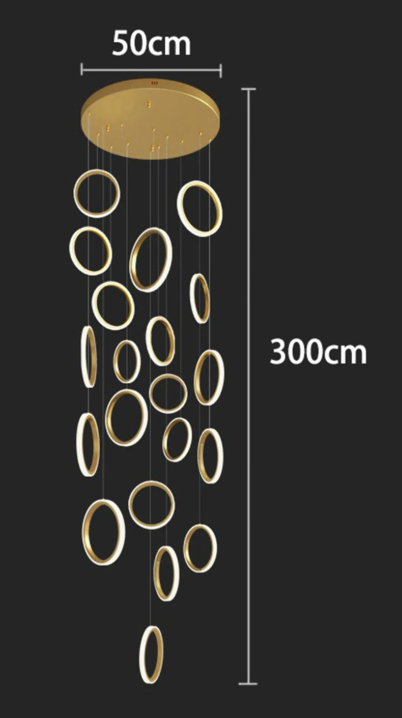 Treppenhaus-Kronleuchter mit Kristallring – Modern für Treppenhäuser und hohe Decken