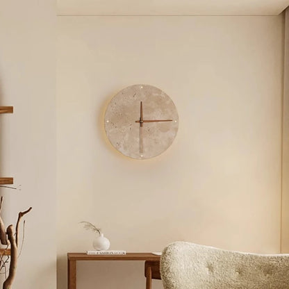 Round Stone LED Wall clock Sconce – Wabi Sabi, 23 or 30 cm