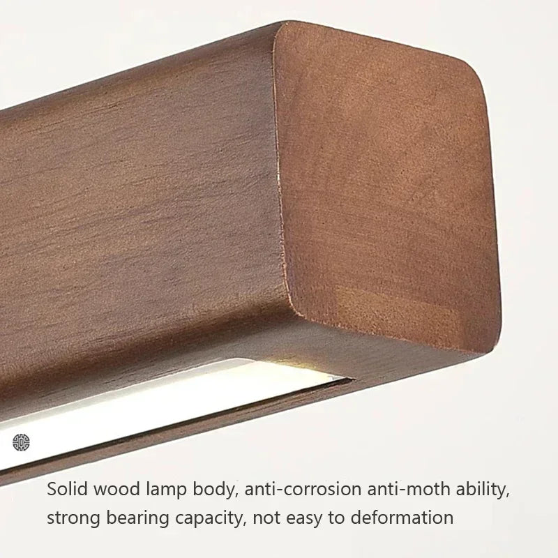 LED hanglamp - lange houten strip - keukeneilandverlichting