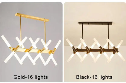 Moderne LED-Pendelleuchte im nordischen Design – G4-Kronleuchter Schwarz/Gold