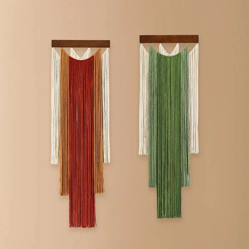 Groene Macramé Wanddecoratie met Boho Franje