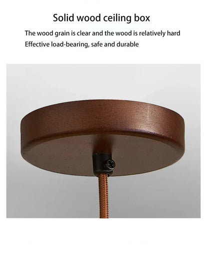 Rustieke hanglamp van hout en steen - middeleeuwse Bauhaus-designerkroonluchter