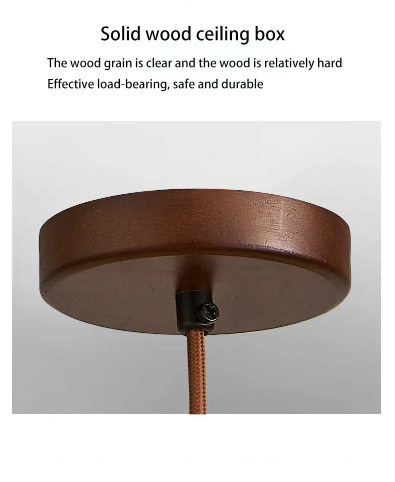 Rustieke hanglamp van hout en steen - middeleeuwse Bauhaus-designerkroonluchter