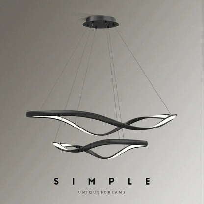 Moderne Golfvormige Ring LED Hanglamp - Circulaire Designer Kroonluchter