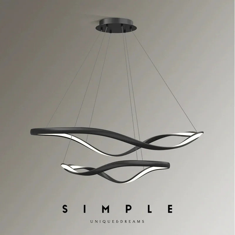 Moderne Golfvormige Ring LED Hanglamp - Circulaire Designer Kroonluchter