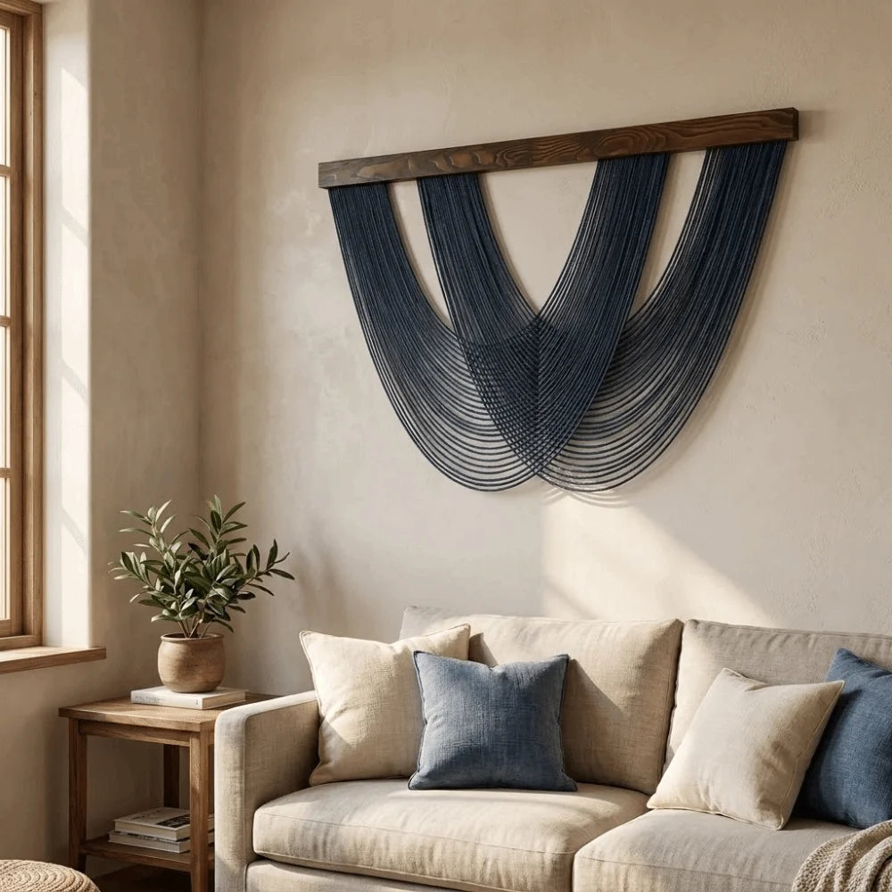 Handgewebte Makramee-Wanddekoration – Nordischer Stil, 100 × 60 cm