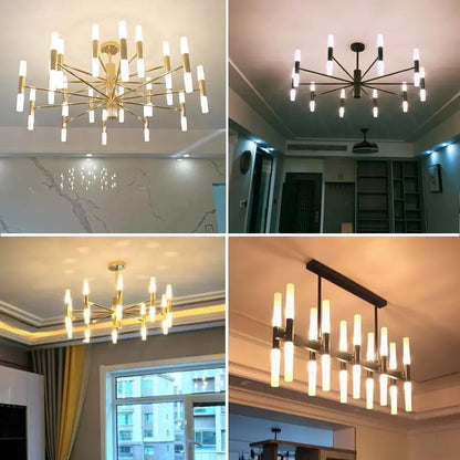 Moderne LED-Pendelleuchte im nordischen Design – G4-Kronleuchter Schwarz/Gold