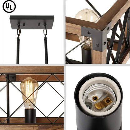Hanglamp Houten frame kroonluchter industriële lamp 