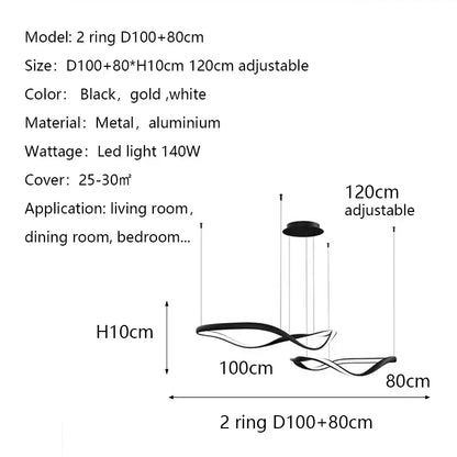 Moderne Golfvormige Ring LED Hanglamp - Circulaire Designer Kroonluchter