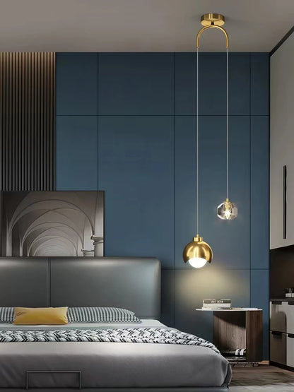 Boogarm Kristallen Hanglamp – Zwart & Goud