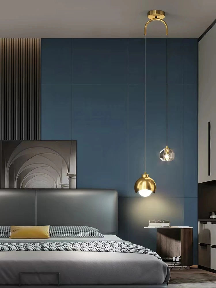 Boogarm Kristallen Hanglamp – Zwart & Goud