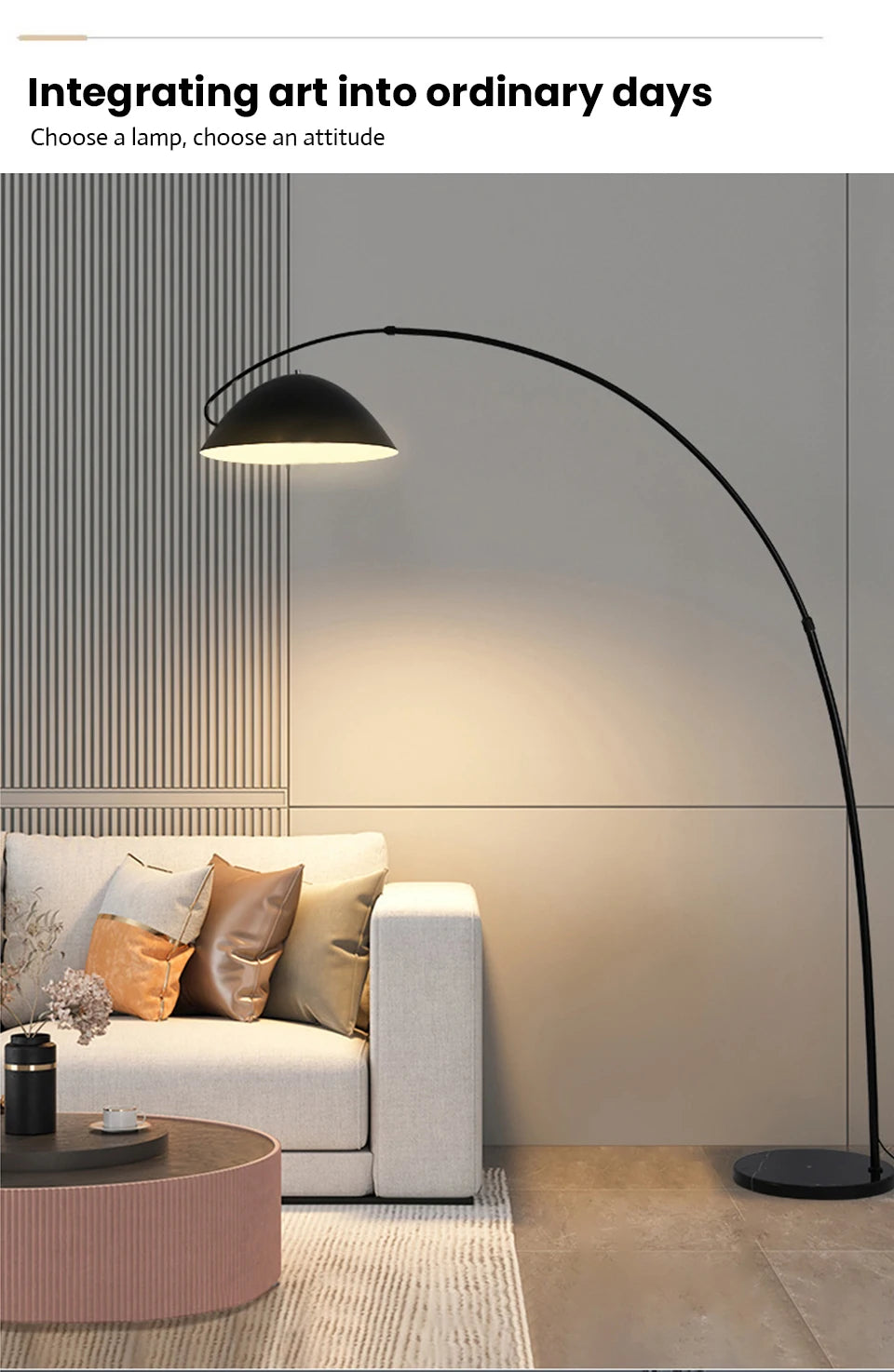 Moderne skandinavische LED-Stehlampe – dreifarbige, dimmbare Angelruten-Optik