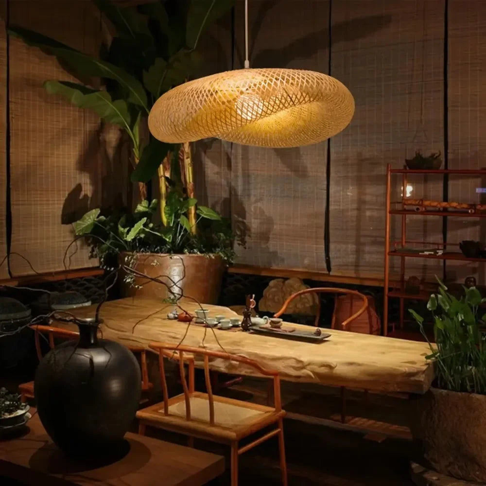 Hand-Woven Bamboo Pendant Light - Natural Rattan Chandelier