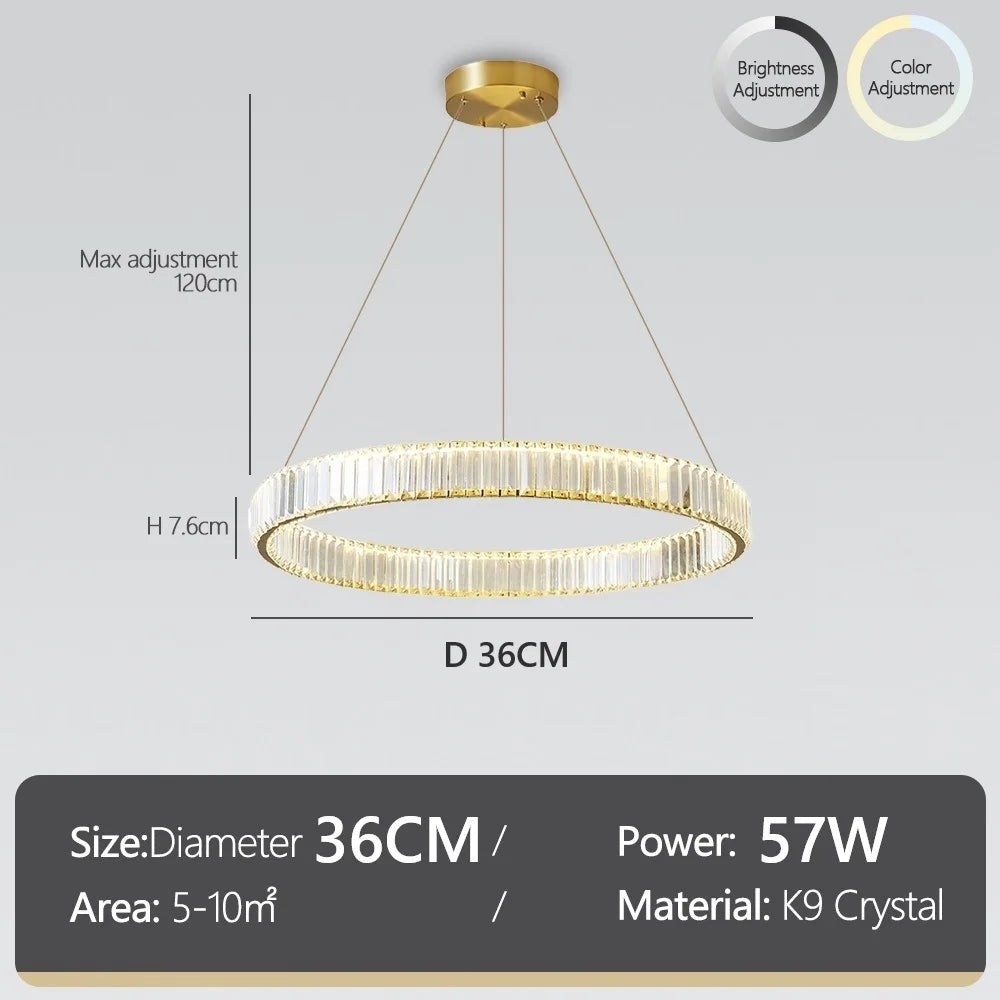 Kristallen kroonluchter met dubbele ringen 55 cm - Hanglamp