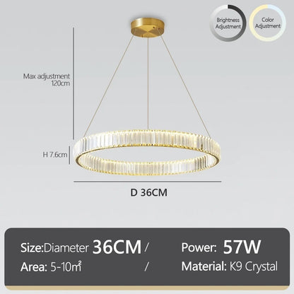 Kristallen kroonluchter met dubbele ringen 55 cm - Hanglamp