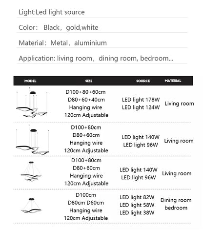 Moderne Golfvormige Ring LED Hanglamp - Circulaire Designer Kroonluchter