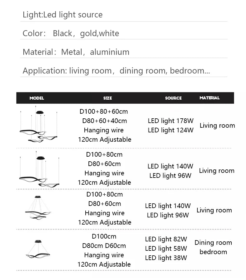 Moderne Golfvormige Ring LED Hanglamp - Circulaire Designer Kroonluchter