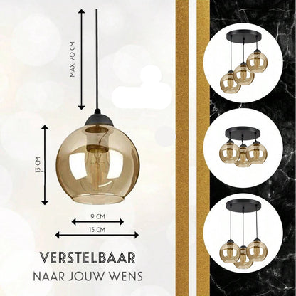 Modern Glass Pendant Chandelier - Gold Finish Multi-Light Fixture