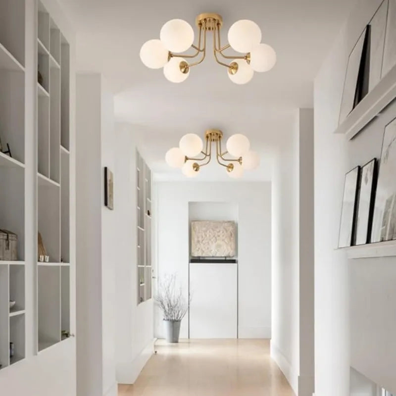 Nordic glazen bol plafondlamp - moderne smeedijzeren plafondlamp voor slaapkamer en gang