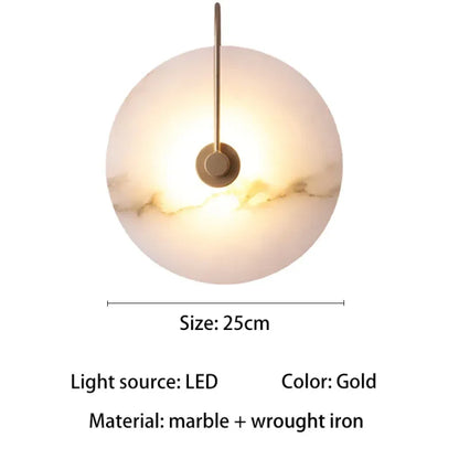 LED-Wandleuchte aus nordischem Marmor – Luxuriöse, runde Designerleuchte für Schlafzimmer und Restaurant