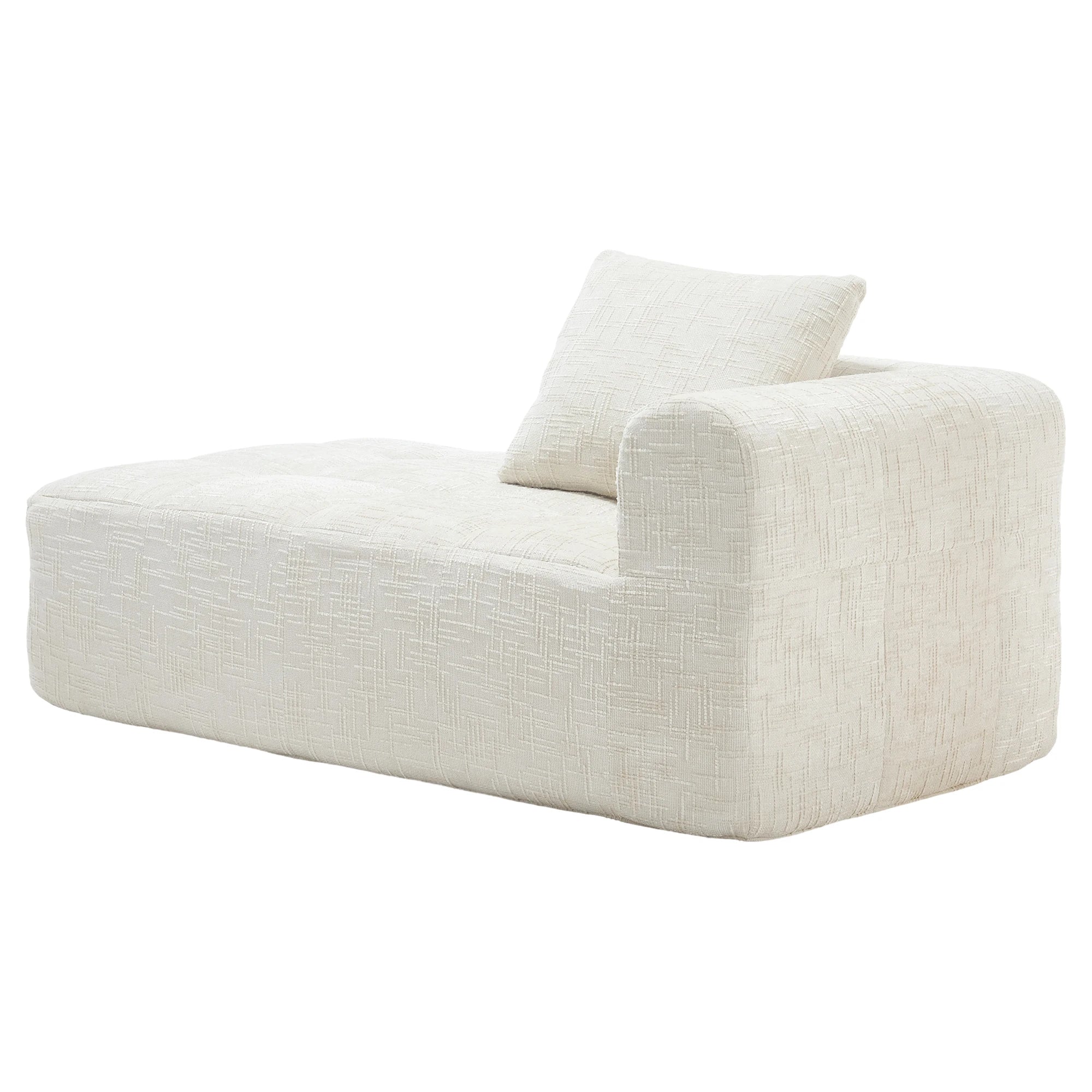 Luxe beige chenille chaise longue bank - 2-zits met opbergvakken 