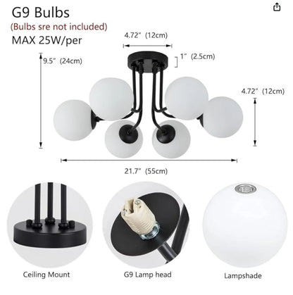 Nordic glazen bol plafondlamp - moderne smeedijzeren plafondlamp voor slaapkamer en gang