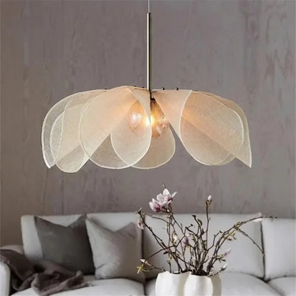 Hanglamp van stoffen bloem - Franse Wabi-Sabi stoffen lamp