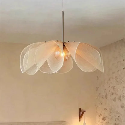 Hanglamp van stoffen bloem - Franse Wabi-Sabi stoffen lamp