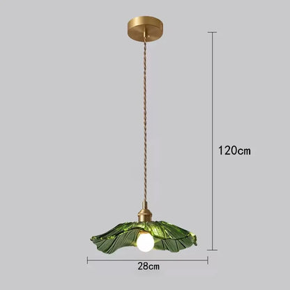 Bloemen glazen hanglamp - koperen plafondkroonluchter