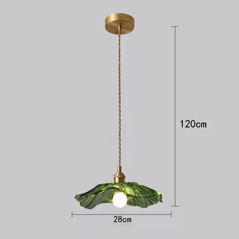 Bloemen glazen hanglamp - koperen plafondkroonluchter