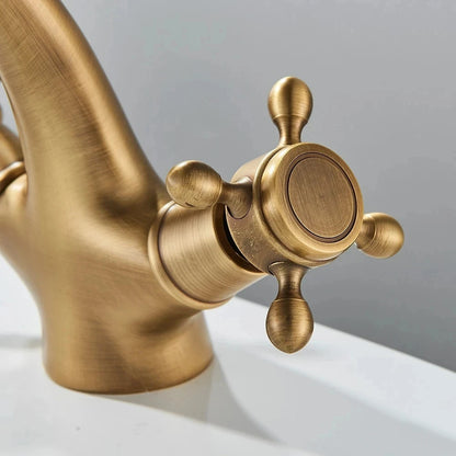 Antique Bathroom Basin Mixer Tap – Vintage Brass Finish