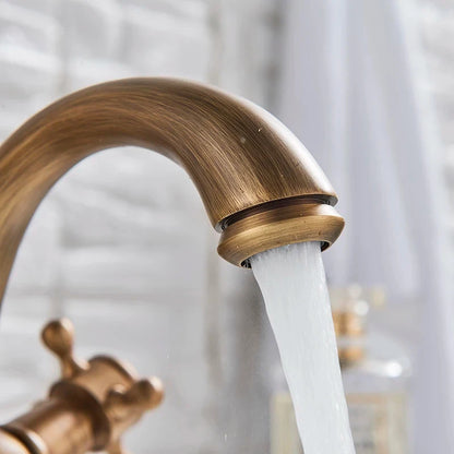 Antique Bathroom Basin Mixer Tap – Vintage Brass Finish