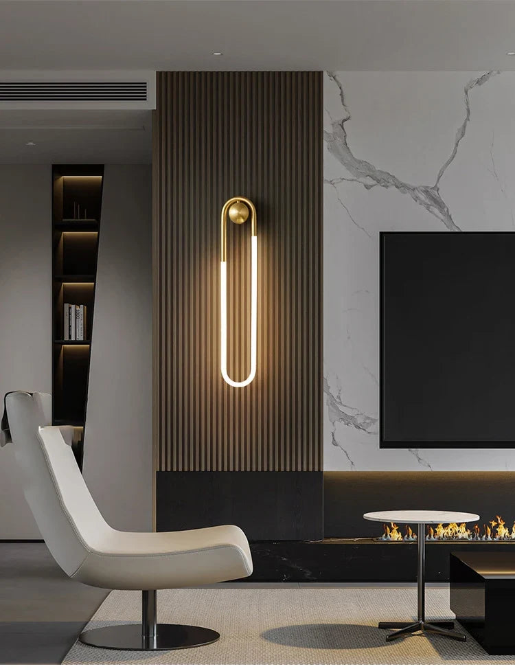 U-vormige LED Wandlamp – Art Deco Design | Koper of Zwart