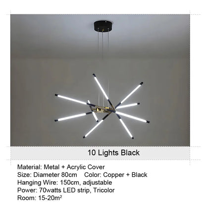 LED Buishanglamp - 12 Lichts - Zwart