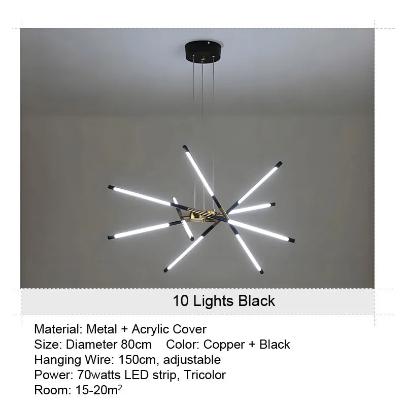 LED Buishanglamp - 12 Lichts - Zwart
