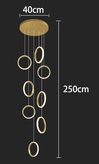 Treppenhaus-Kronleuchter mit Kristallring – Modern für Treppenhäuser und hohe Decken