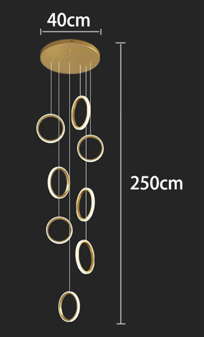 Treppenhaus-Kronleuchter mit Kristallring – Modern für Treppenhäuser und hohe Decken