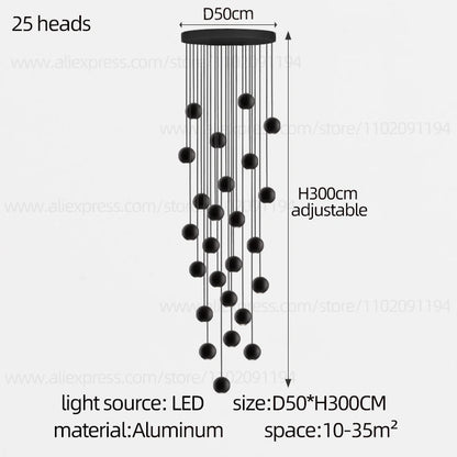 Moderne LED ronde hangkroonluchter - meerlichts trappenhuisarmatuur
