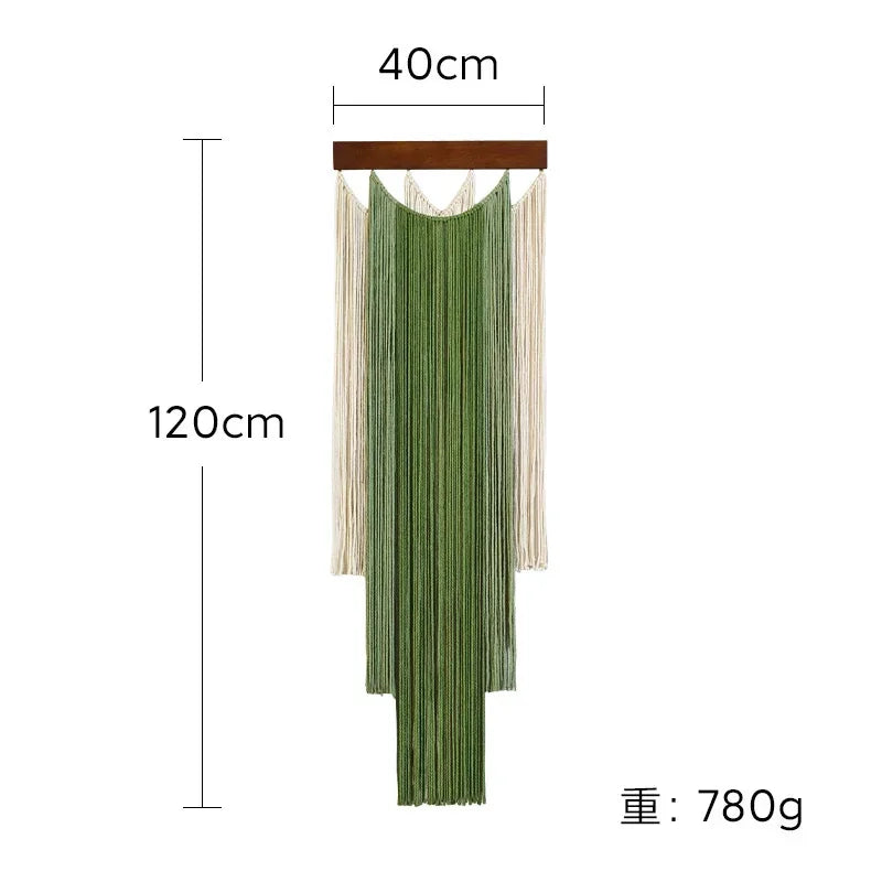 Groene Macramé Wanddecoratie met Boho Franje