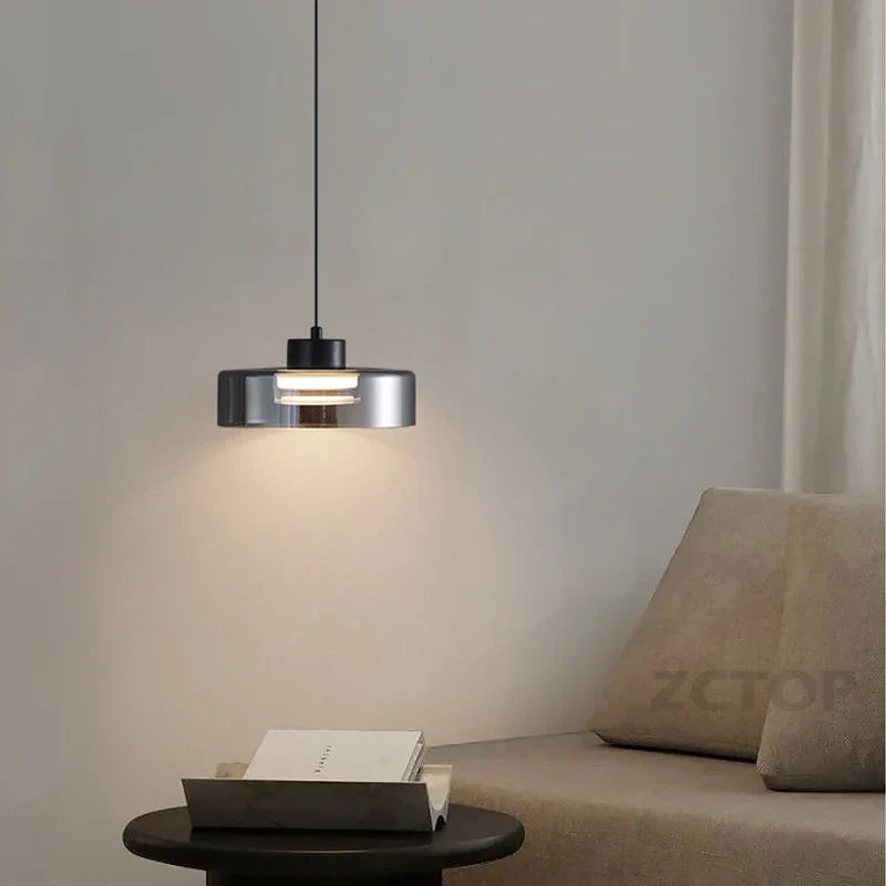 Minimalistische glazen led-hanglamp zwart