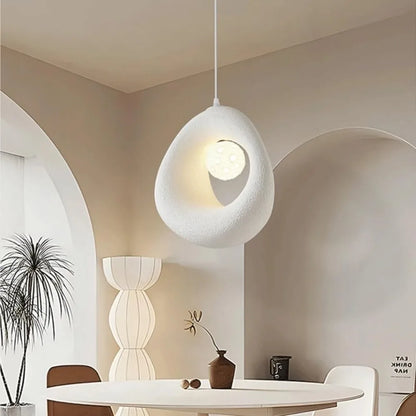 Moderne Wabi-Sabi hanglamp - Witte getextureerde plafondlamp