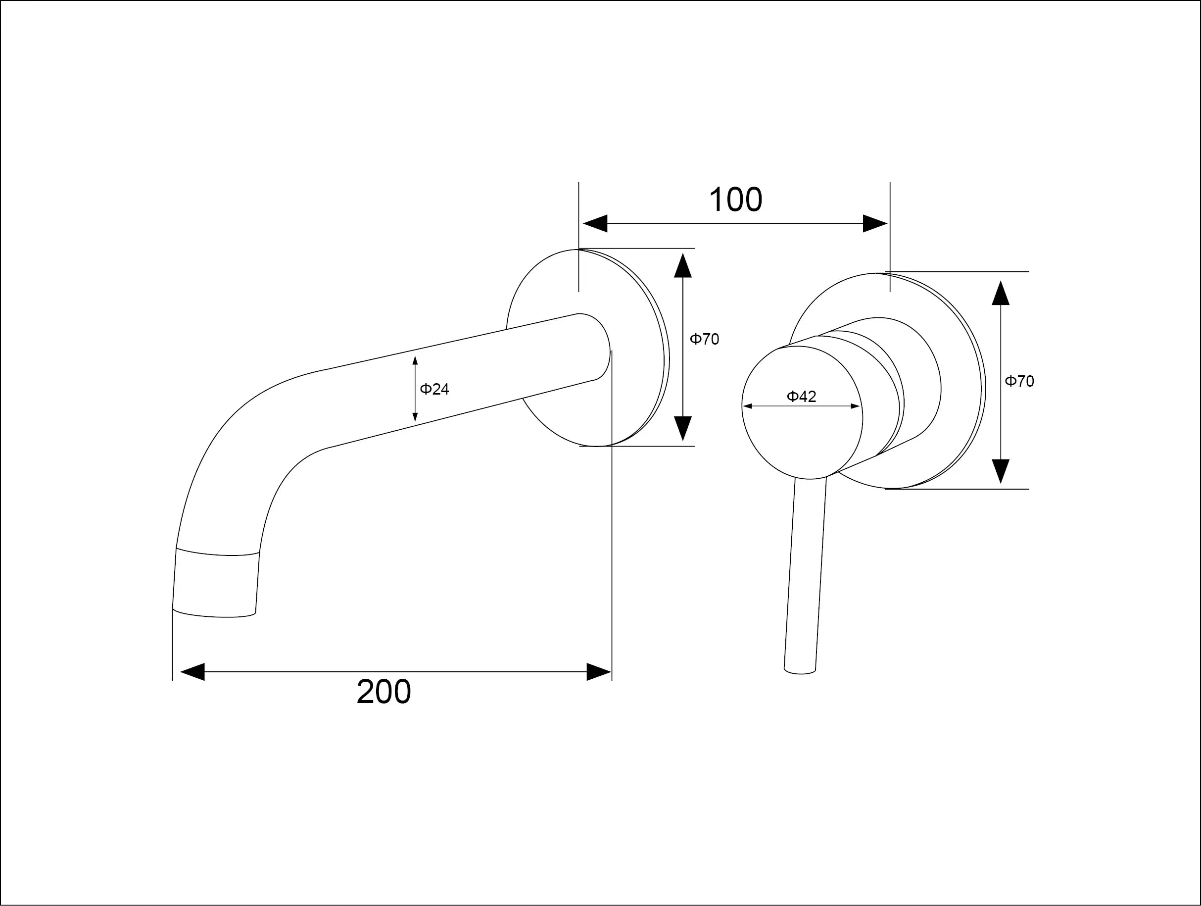 RVS badkamerkraan - Wandmengkraan met warm en koud water