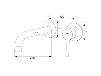 RVS badkamerkraan - Wandmengkraan met warm en koud water