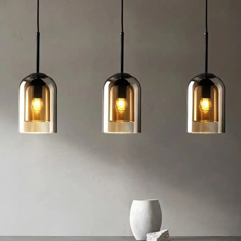 Moderne Hanglamp – Glas & IJzer, 1 of 3 Koppen, Dimbaar