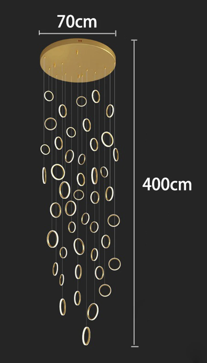 Treppenhaus-Kronleuchter mit Kristallring – Modern für Treppenhäuser und hohe Decken