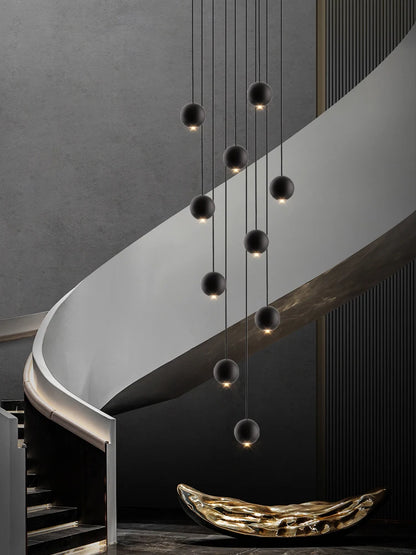 Moderne LED ronde hangkroonluchter - meerlichts trappenhuisarmatuur