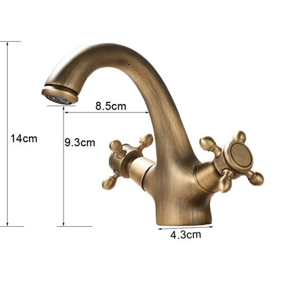 Antique Bathroom Basin Mixer Tap – Vintage Brass Finish