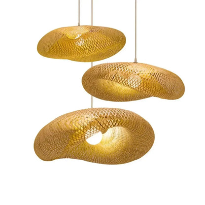 Hand-Woven Bamboo Pendant Light - Natural Rattan Chandelier