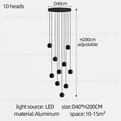 Moderne LED ronde hangkroonluchter - meerlichts trappenhuisarmatuur